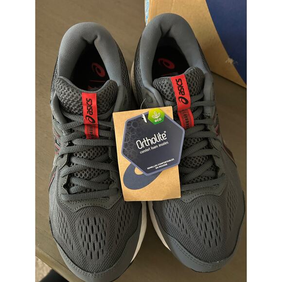 ASICS Gel Contend 7 Running Sneakers Grey Red Extra Wide - Mens 8 - Picture 4 of 10